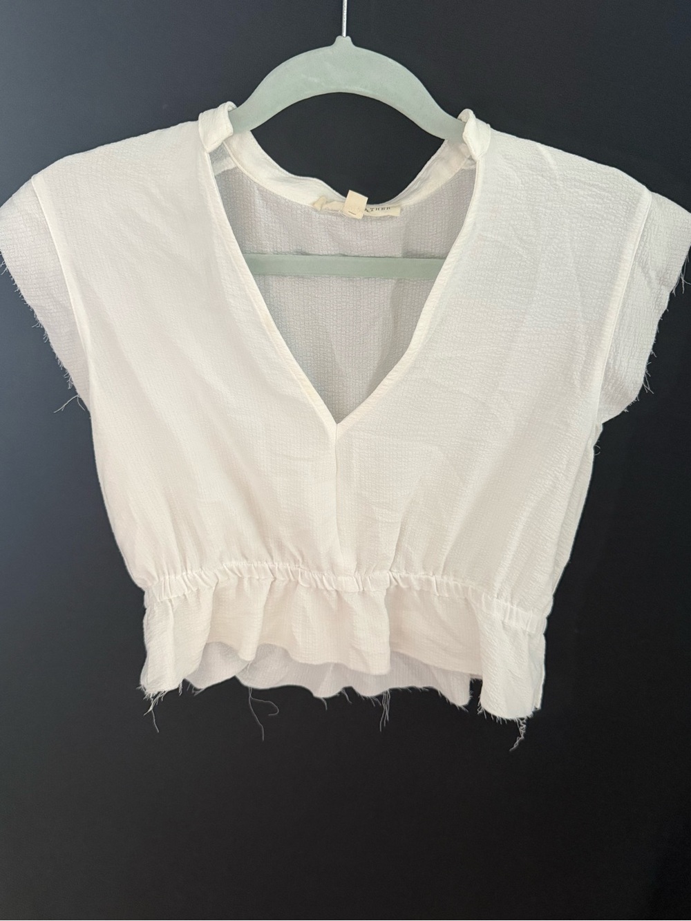 Cropped White Peplum V-Neck Women's Top